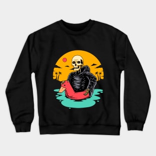 Grim Reaper Enjoys the Sea by Riding a Duck Float Crewneck Sweatshirt